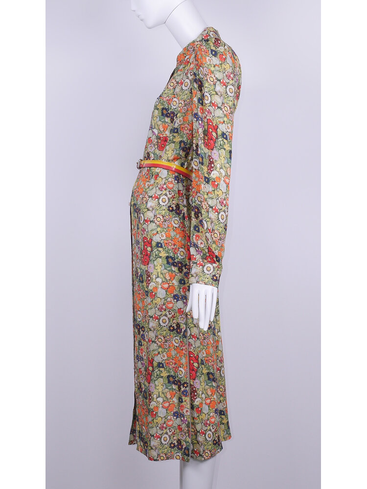 SIS by Spijkers en Spijkers viscose buttontrough dress with round collar, puff sleeves and sideslits