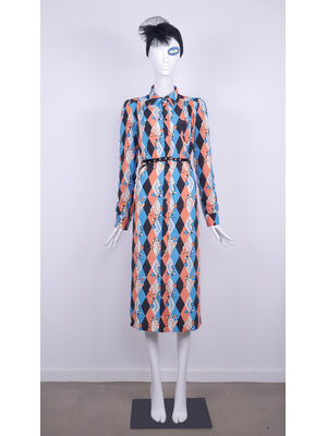 SIS by Spijkers en Spijkers viscose buttontrough dress with round collar, puff sleeves and sideslits