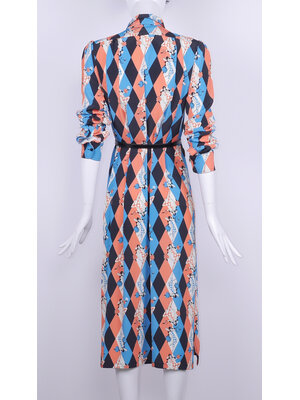SIS by Spijkers en Spijkers viscose buttontrough dress with round collar, puff sleeves and sideslits