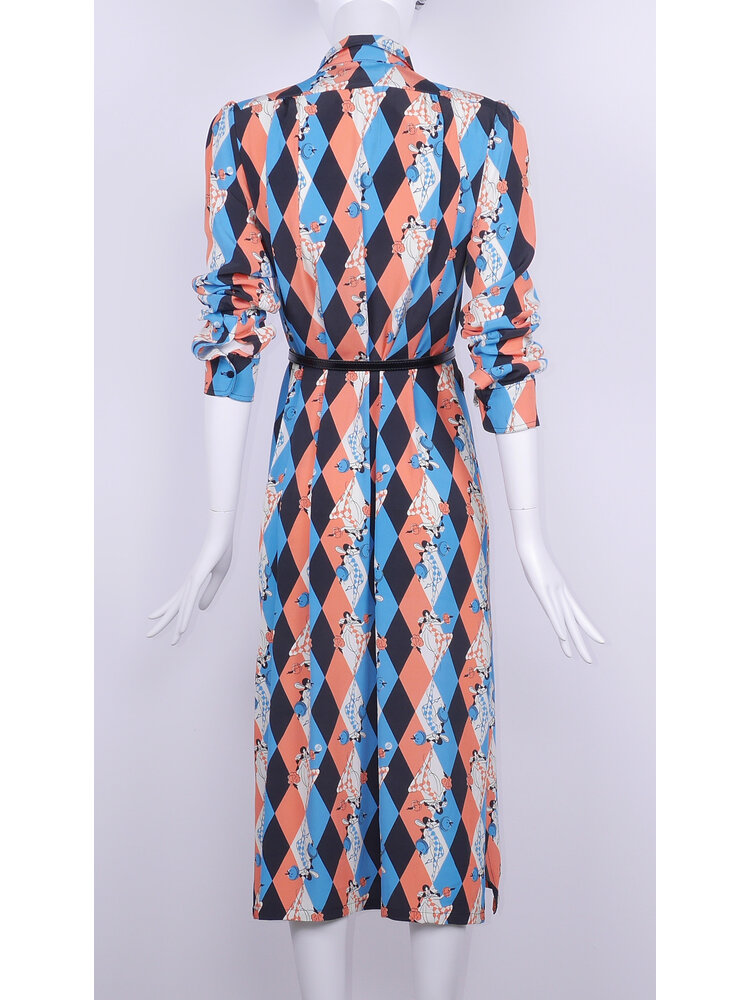 SIS by Spijkers en Spijkers viscose buttontrough dress with round collar, puff sleeves and sideslits