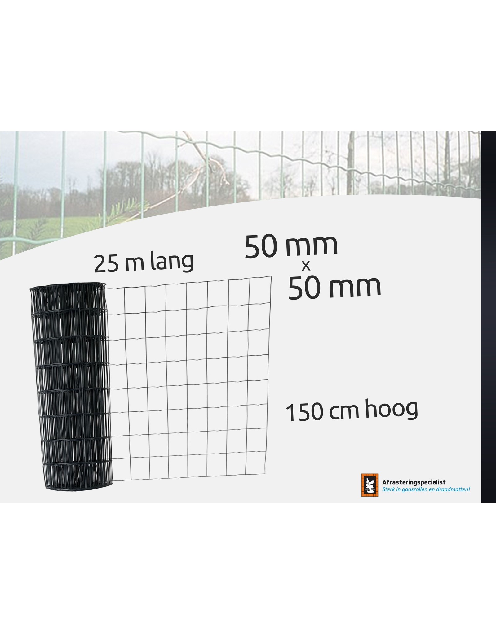 Zelfbouw materialen Eurofence draad Zw 150cm H - 25 Meter