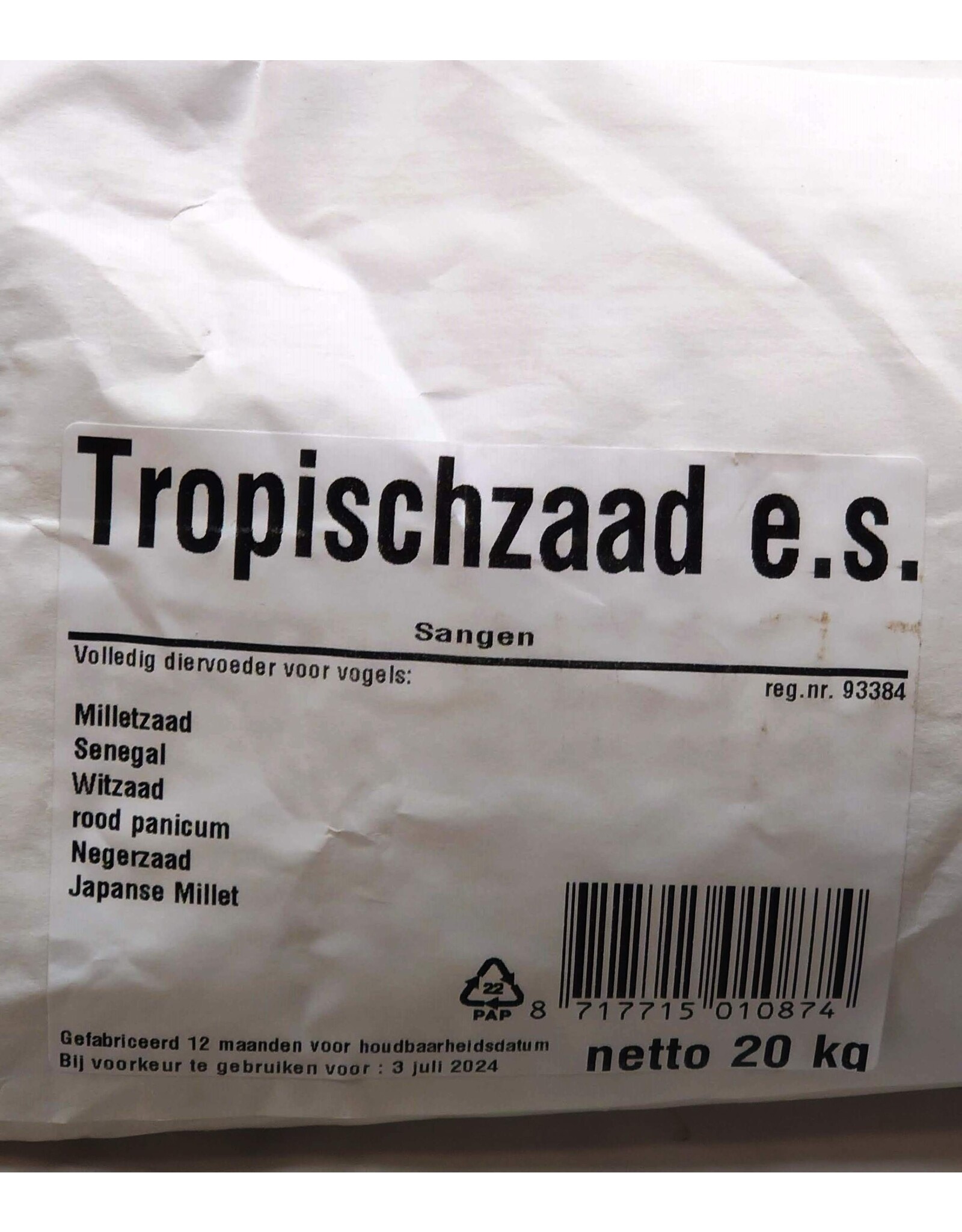Eigen merk Tropischzaad E.S Sangen - 20 KG