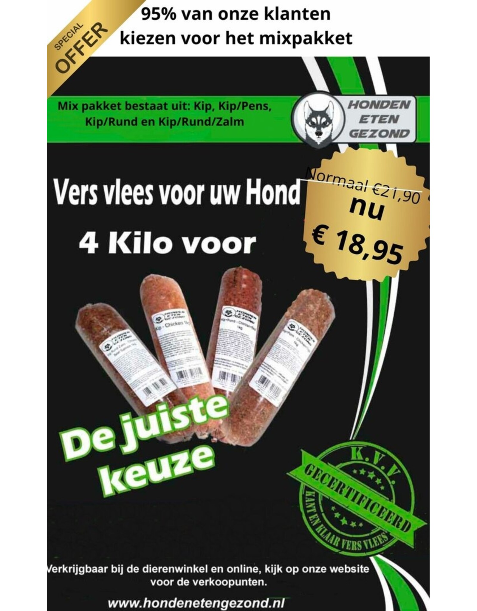 KVV Vers Vlees Kvv Mixpakket Vers Vlees - 4 KG