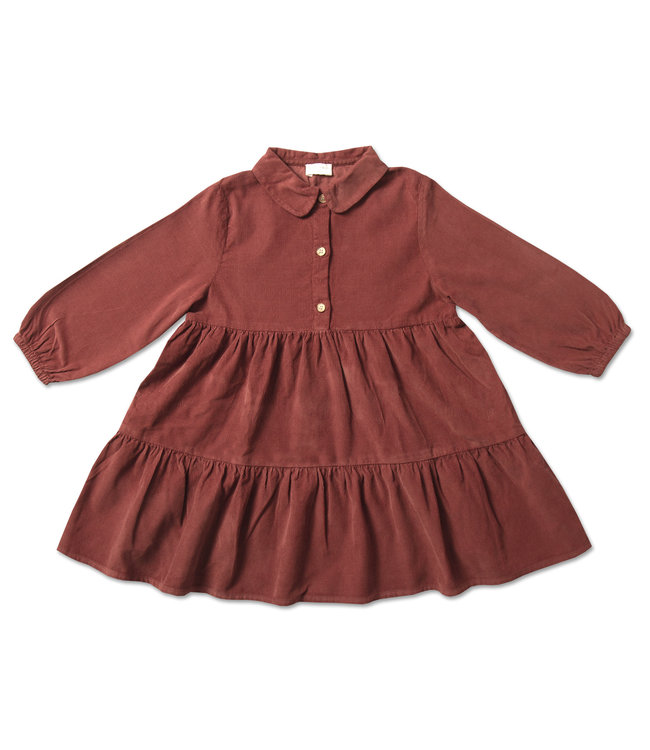 Petit Blush Button Collar dress Burnt Henna