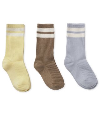 Konges Slojd 3pack rib stripe socks Gray Dawn
