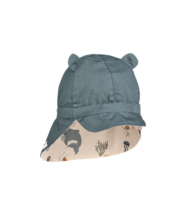 Liewood Gorm reversible sun hat Sea creature /Sandy mix