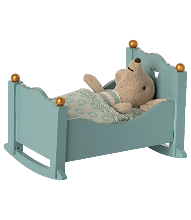 Maileg Cradle baby mouse Blue
