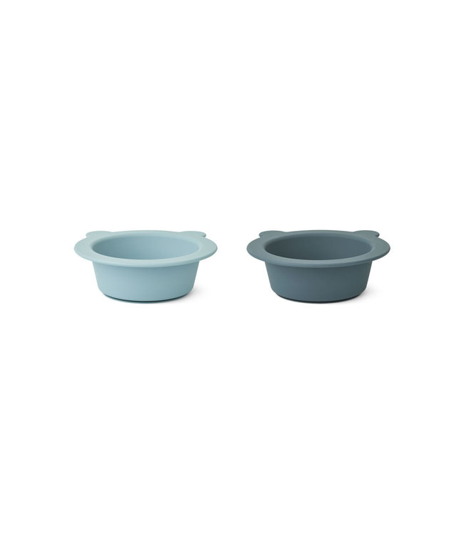 Liewood Peony suction bowl 2pack Sea blue/Whale blue