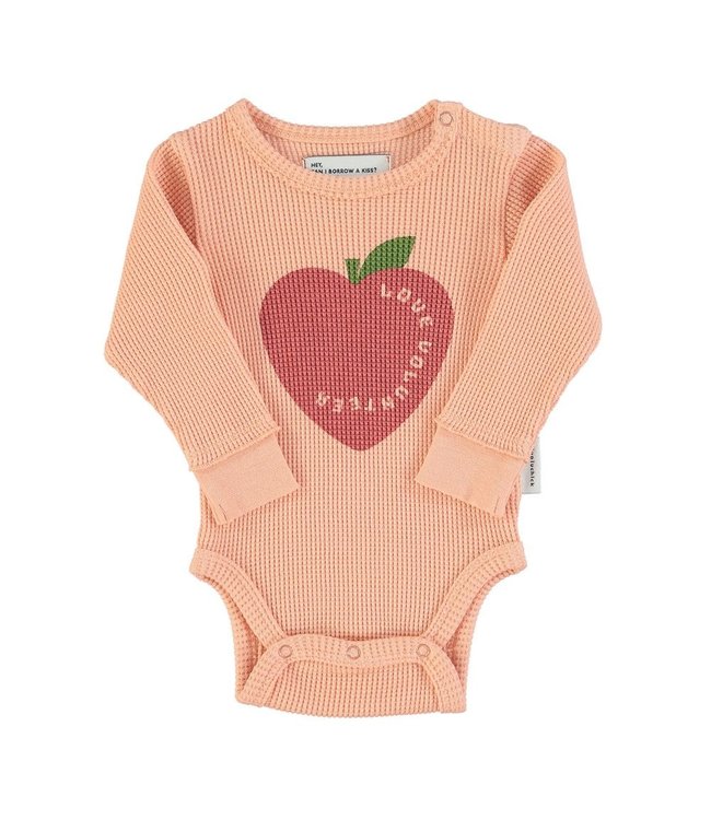 Piupiuchick Baby ls body light pink heart print