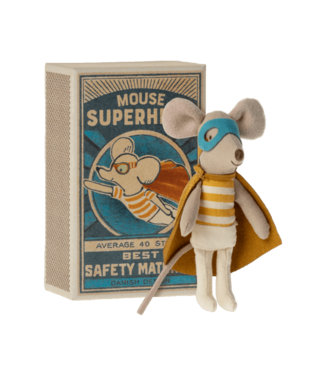 Maileg Super hero mouse, Little brother in matchbox