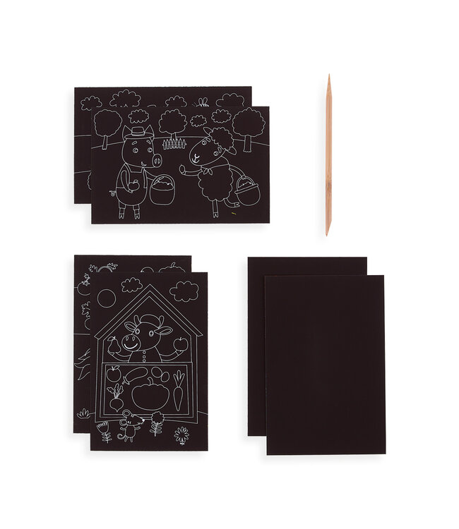 Ooly Mini Scratch & Scribble Art Kit - Farm Animals