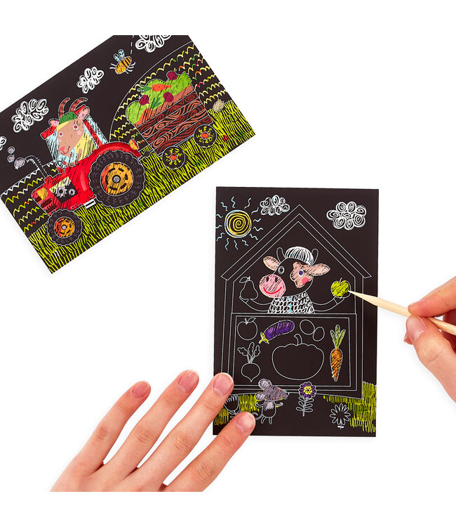 Ooly Mini Scratch & Scribble Art Kit - Farm Animals