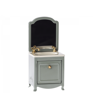 Maileg Sink dressor w mirror mouse - dark mint