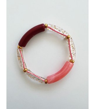 ByMelo Glitter armband tube bordeaux/roze 14cm