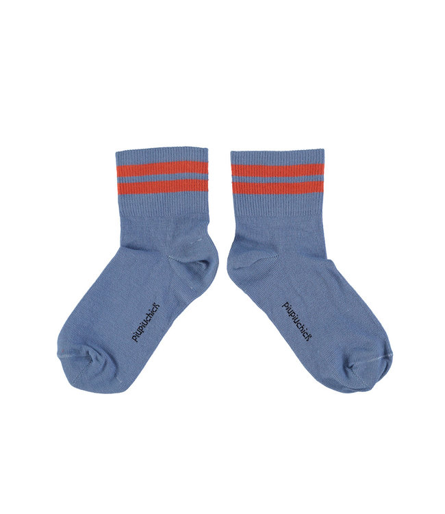 Piupiuchick Socks | blue w/ orange stripes