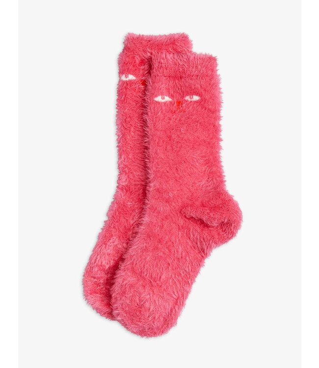 Mini Rodini Cat eyes fluffy 1-pack socks Pink