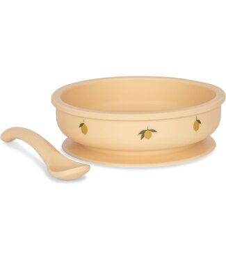 Konges Slojd BOWL & SPOON SILICONE SET Lemon