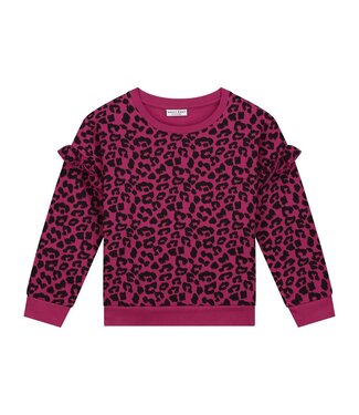 Daily Brat Leopard ruffle sweater orela purple