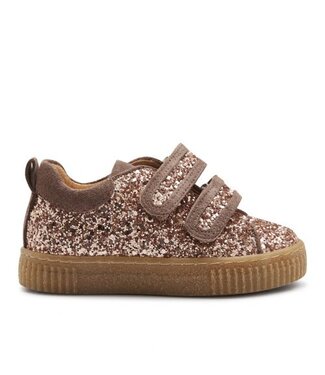 Angulus Sneaker with velcro closure Maple/taupe glitter