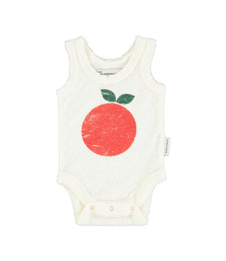 Piupiuchick sleeveless bodysuit | ecru w/ apple print