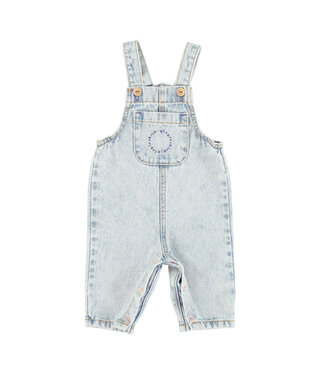 Piupiuchick baby dungarees | washed blue denim