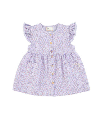 Piupiuchick short dress w/ ruffles on shoulders | lavender w/ animal print