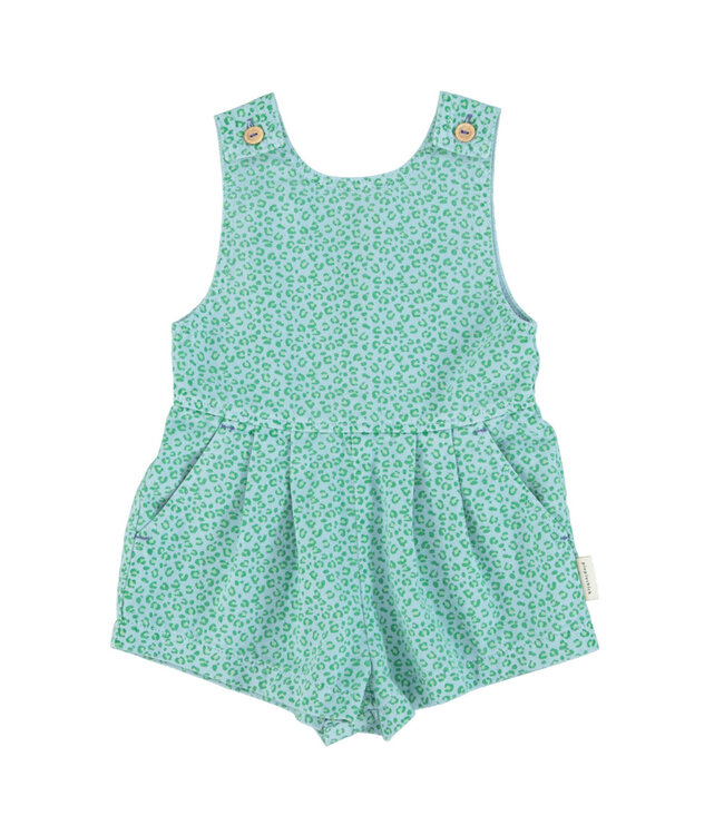 Piupiuchick short jumpsuit| blue w/ green animal print