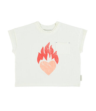 Piupiuchick t'shirt | ecru w/ heart print