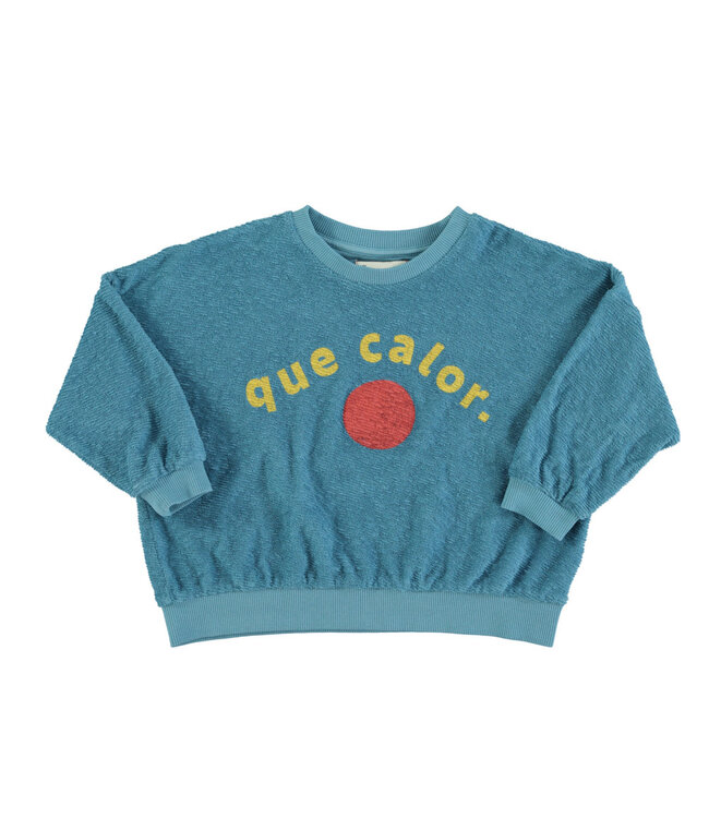 Piupiuchick sweatshirt | blue w/ "que calor" print