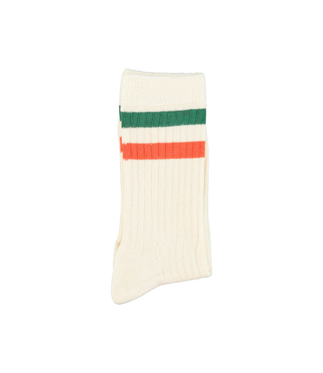 Piupiuchick socks | ecru w/ orange & green stripes