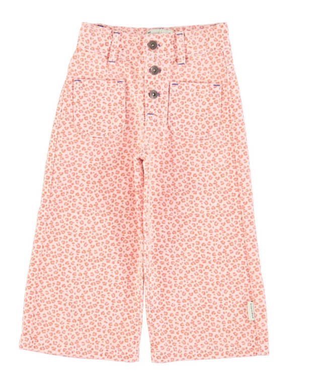 Piupiuchick Flare trousers | light pink w/ animal print