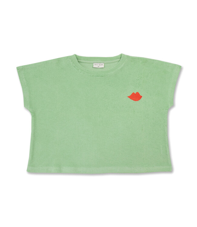 Petit Blush Towel 'KISS' Tee quiet green