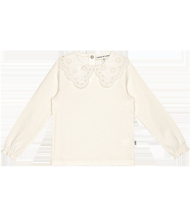 House of Jamie Crochet Collar tee Cream