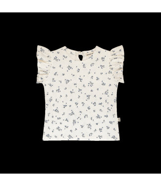 House of Jamie Ruffled Tee Stone Blue Floral