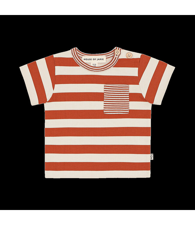 House of Jamie Baby Pocket Tee Baked Apple Stripes