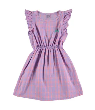 Lötiekids Ruffle sleeve woven dress Checks&butterfly