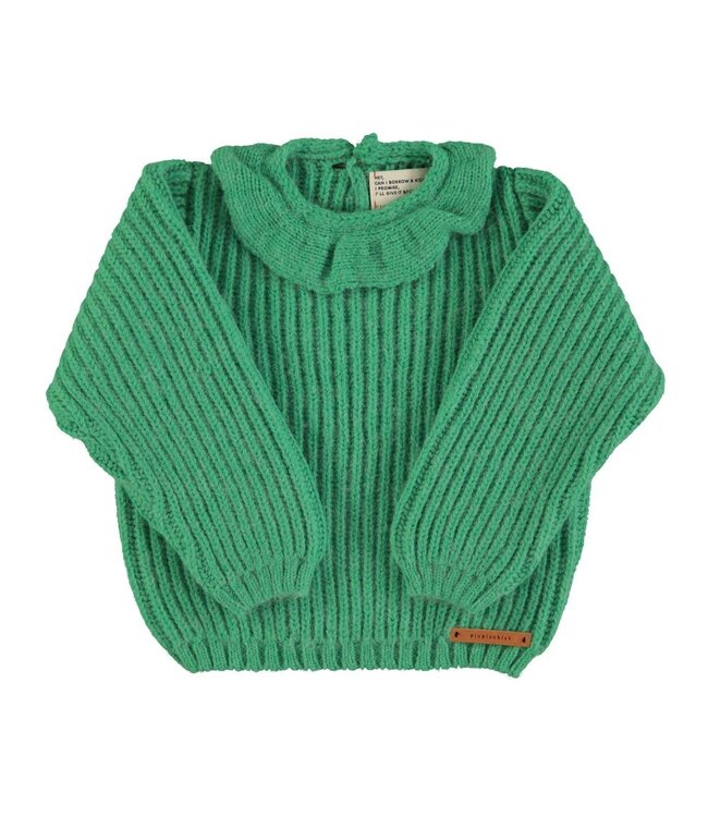 Piupiuchick Knitted sweater w/ collar | Green