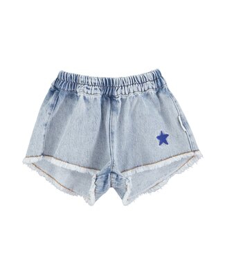 Piupiuchick shorts w/ fringes | washed blue denim