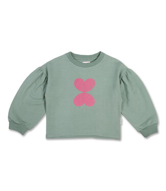 Petit Blush Lily ballon sweater Iceberg green