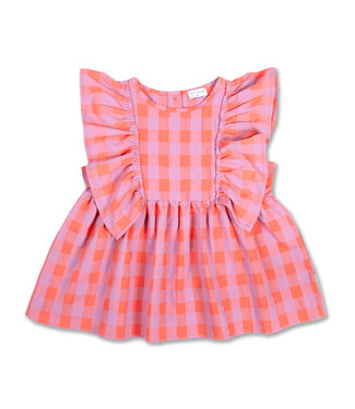 Petit Blush Ruffle blouse check gamba/hortensia