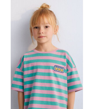 The New Society Smiley T-shirt Stripes Hibiscus