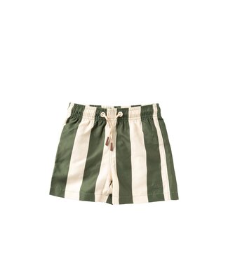 Salted Stories Wide stripe Swim shorts Bronze green