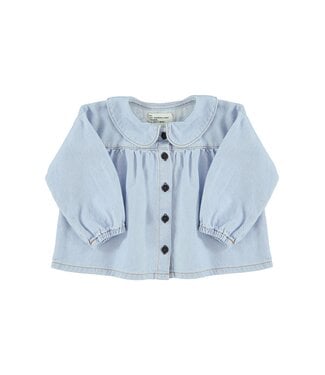 Piupiuchick Peter pan collar blouse | Light blue soft denim