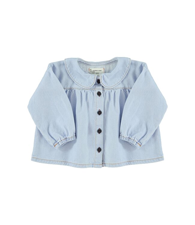 Piupiuchick Peter pan collar blouse | Light blue soft denim