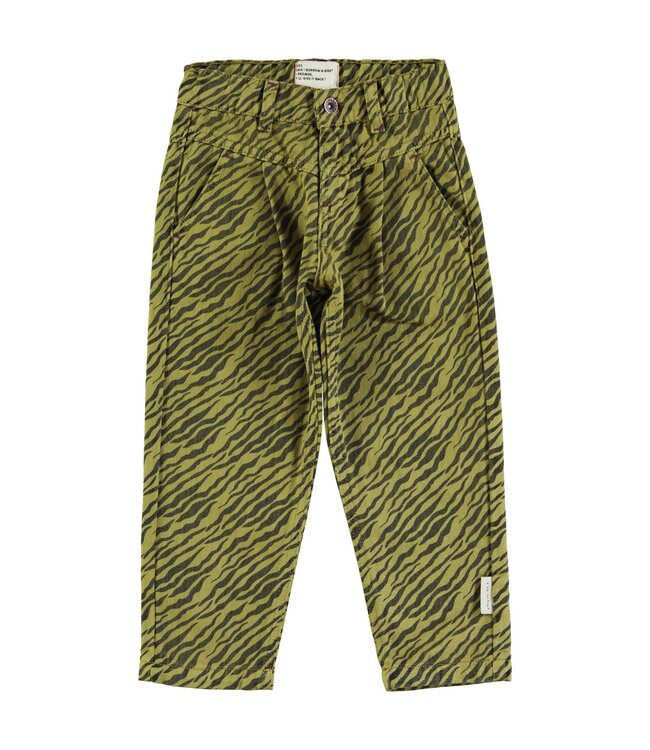 Piupiuchick Mom fit trousers | Olive green w/ zebra print
