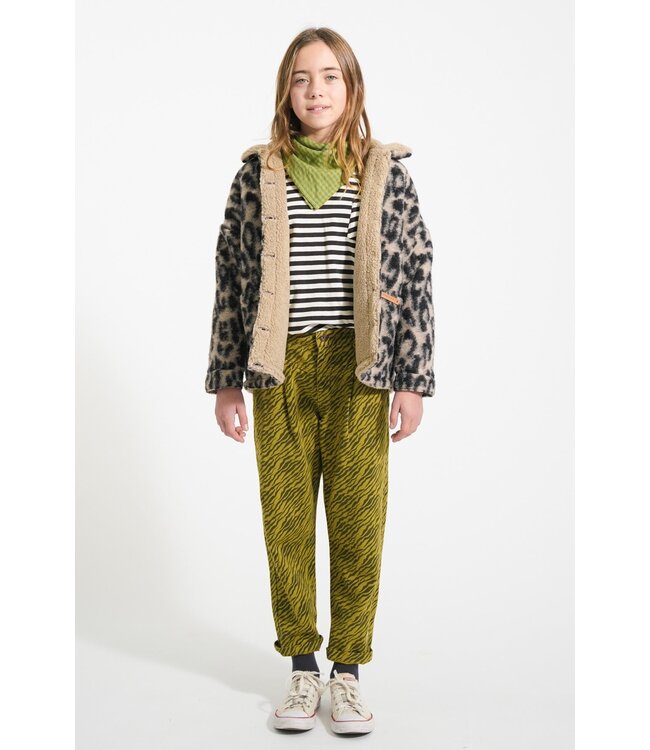 Piupiuchick Mom fit trousers | Olive green w/ zebra print