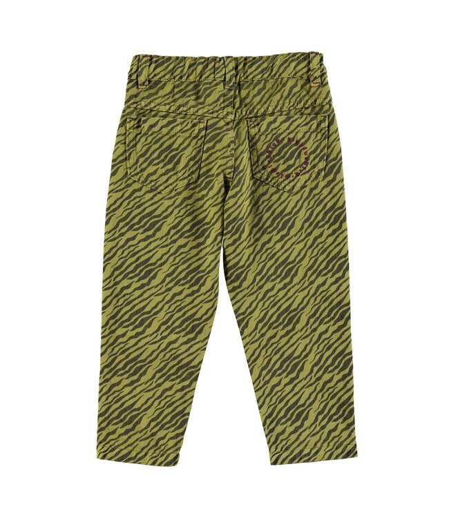 Piupiuchick Mom fit trousers | Olive green w/ zebra print
