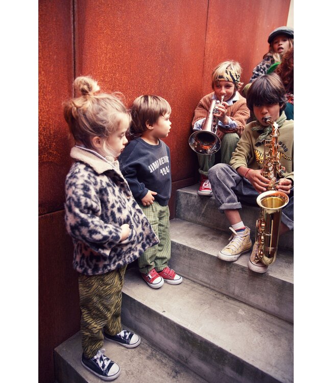 Piupiuchick Mom fit trousers | Olive green w/ zebra print