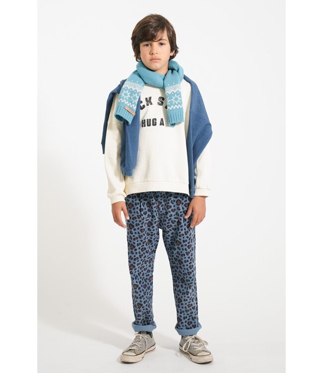 Piupiuchick Unisex trousers | Blue w/ animal print