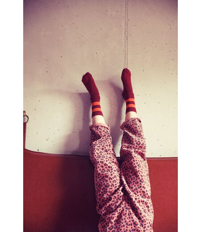 Piupiuchick Socks | Bordeaux w/ orange stripes